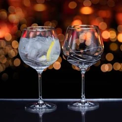 Glitz Gold Gin & Tonic Copa, Set Of 2 -DRINKWARE Sales Store st3305 13 n p mood